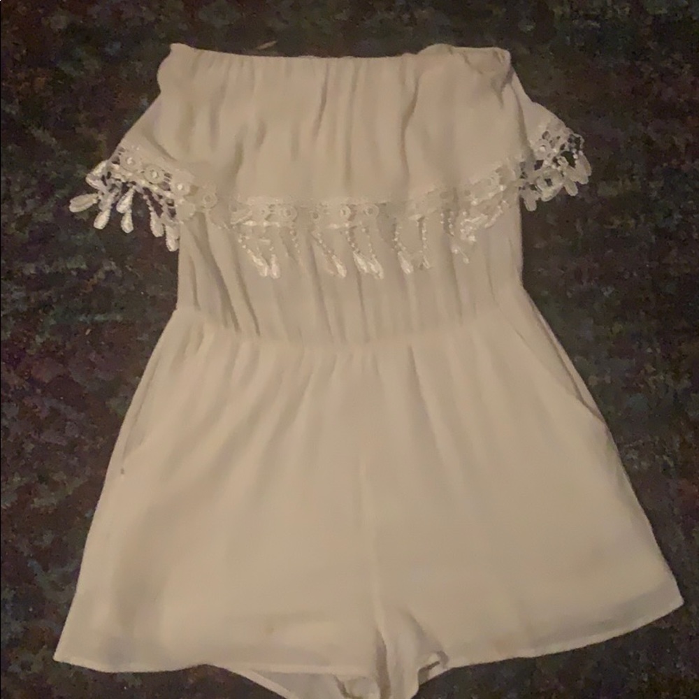 White romper with fringes